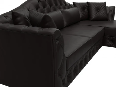 Диван угловой Артис правый угол (Брус,Рейка/Пластик/Экокожа/Коричневый) Лига Диванов 128030