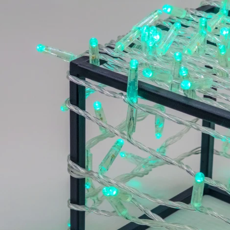 Гирлянда Нить с колпачком 10м Аква 220В, 100 LED, провод прозрачный ПВХ, IP65 Laitcom PST100CAP-10-2A