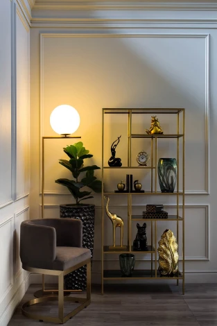 46AS-SH1452-GOLD Стеллаж золотистый/темн.ст. 80*35*180см Garda Decor