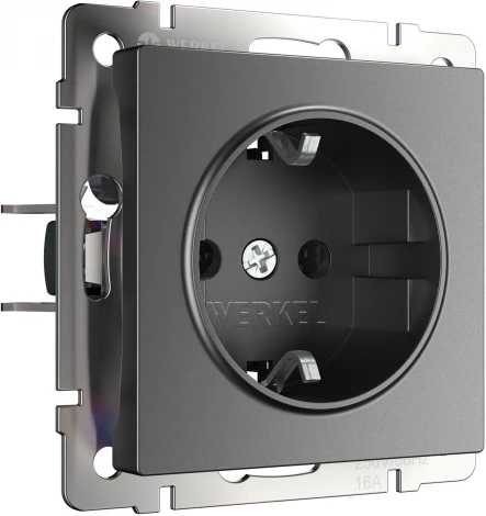 Розетка с заземлением и шторками (графит матовый) Werkel W1171164 (a063104)