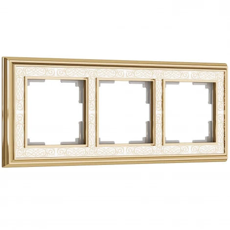 Рамка на 3 поста (золото/белый) W0031429 (a051322)