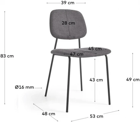 Стул Benilda темно-серый с дубовым шпоном и сталь с черной отделкой La Forma (ex Julia Grup) арт.108352