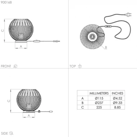 Настольная лампа Eglo Venezuela 900168 (220V, выключатель, круглые, клетка)