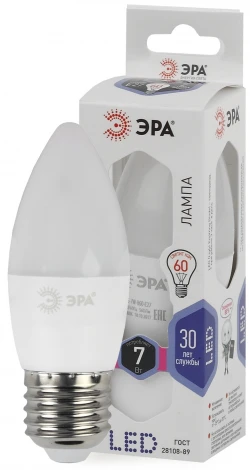 Лампочка светодиодная E27 7W ЭРА LED B35-7W-860-E27