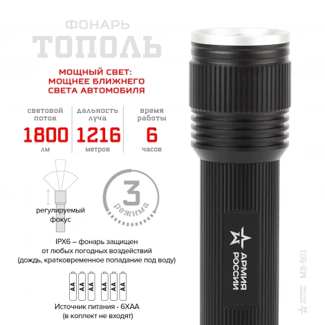 Ручной фонарь Армия России MB-901