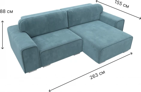 Диван угловой Лига-029 правый угол (Бирюзовый/Велюр) Лига Диванов арт.121925