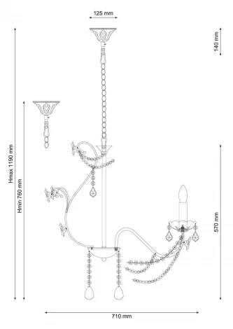 Подвесная люстра Fiori di rose 186.8 Lucia Tucci (220V, на цепи, подсвечник, свеча, цветы, ветки, розы)