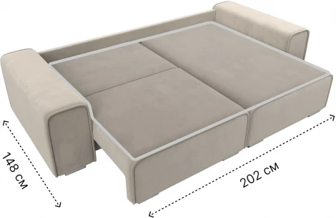 Диван угловой Лига-029 правый угол (Бежевый/Микровельвет) Лига Диванов арт.121917