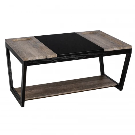 Стол журнальный BeautyStyle 33 дуб крымский состаренный/венге/стекло черное Mebelik 009407