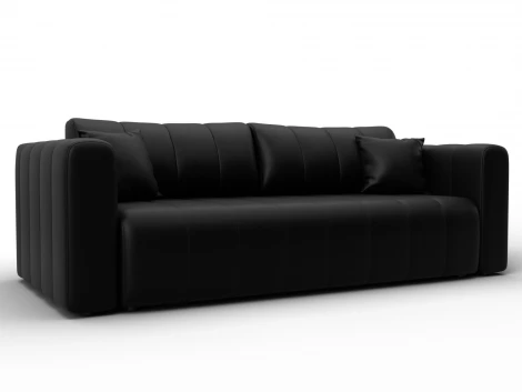 Диван прямой Лига-062 НПБ (ДСП,Фанера,ХДФ/Пластик/Экокожа/Черный) Лига Диванов 130273