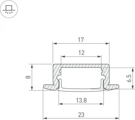 Профиль LINE-2308-F-2000 WHITE (Arlight, Алюминий) 044237