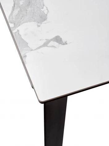 Стол CREMONA 140 MATTE STATUARIO Белый мрамор матовый, керамика/ черный каркас М-City