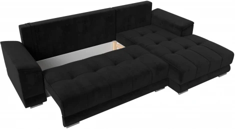 Диван угловой НордСтар правый угол (Черный/Велюр) Лига Диванов арт.121112