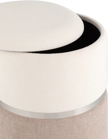 Пуф Кэрри с ящиком серебро шенилл серо-бежевый УТ000036808