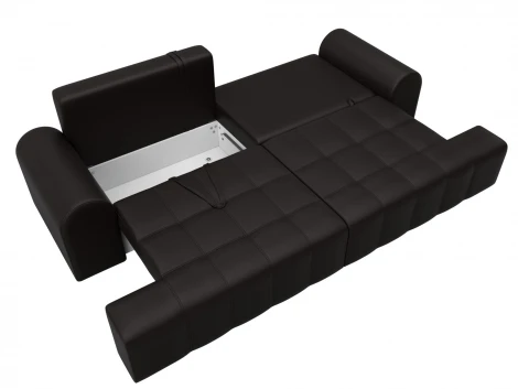 Диван прямой Лига-080 (ДСП/Пластик/Экокожа/Коричневый) Лига Диванов 131121