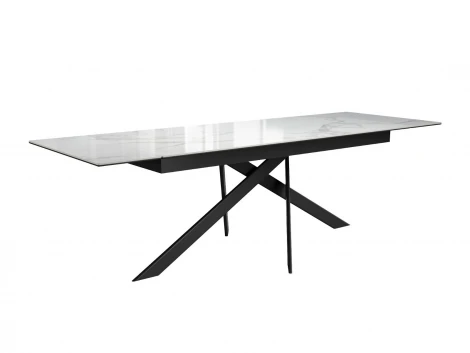 Стол DikLine EKX180, Керамика Белый глянец (К8/2), опоры черные (2 уп.)