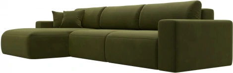 Диван угловой Лига-036 НПБ Классик Лонг левый угол (Зеленый/Микровельвет) Лига Диванов арт.121385L