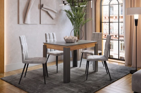 Стол обеденный раздвижной Гермес 2 Mebelson (ЛДСП/Графит,Дуб золотой) арт.KM-0209.3319