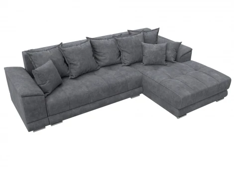 Диван угловой НордСтар правый угол (ДСП,Брус/Пластик/Велюр/Темно-серый) Лига Диванов 127935
