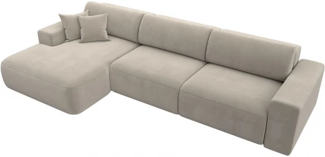 Диван угловой Лига-036 НПБ Классик Лонг левый угол (Бежевый/Микровельвет) Лига Диванов арт.121381L