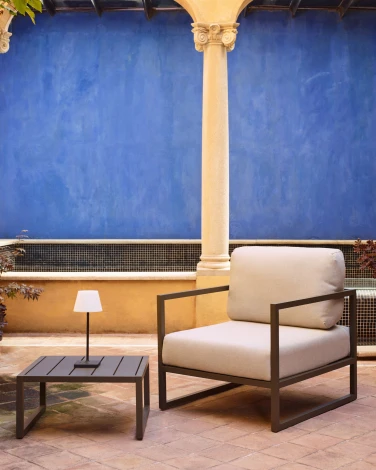 Кресло из ротанга La Forma (ex Julia Grup) Comova (Серый,Зеленый/ Искусственные волокна,Пена,Алюминий,Металл)