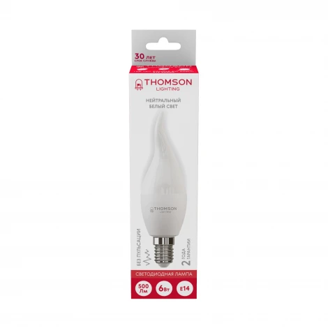 Лампочка светодиодная белая свеча на ветру E14 6W Thomson Tail Candle TH-B2026