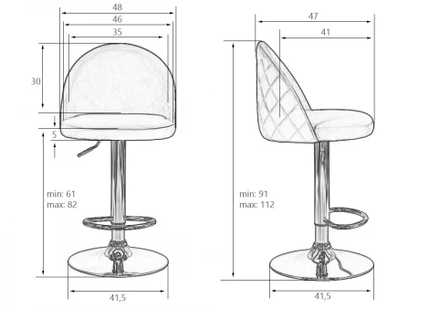 Стул барный DOBRIN MILANA (серый велюр (MJ9-75))