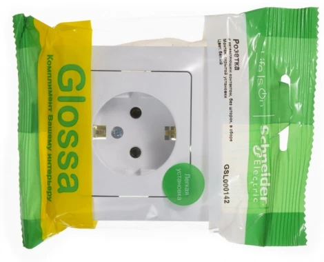 Розетка встраиваемая с заземлением (белый) Systeme Electric Glossa GSL000142