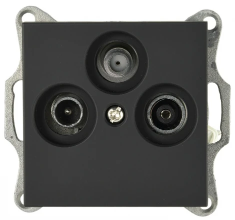 Розетка проходная TV+SAT + акустическая (черный матовый) Jasmart G-Classic G6207PB