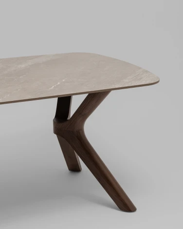 Стол обеденный Weatte 180х100 см керамика мокко мрамор шпон ореха Stool Group УТ000042608