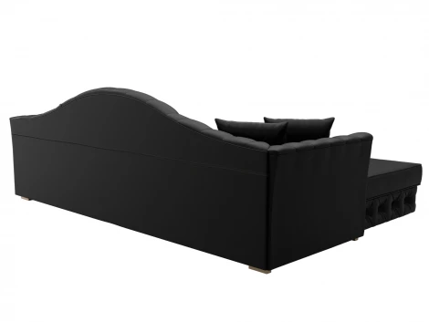 Диван угловой Артис левый угол (Брус,Рейка/Пластик/Экокожа/Черный) Лига Диванов 128032L