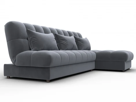 Диван угловой Лига-116 НПБ угол правый (ДСП,ЛДСП,Велюр/Серый) Лига Диванов 136954