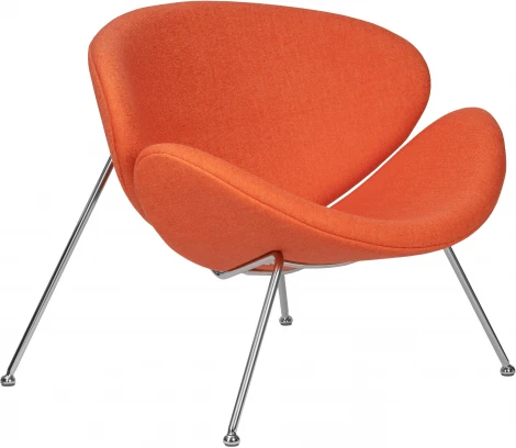 Кресло дизайнерское DOBRIN EMILY (оранжевая ткань AF, хромированная сталь) 72-LMO EMILY, цвет сиденья оранжевый (AF), основания сталь
