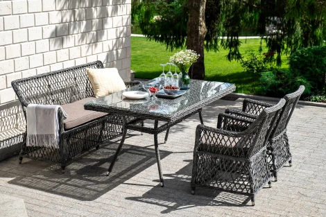 Плетеный стол из искусственного ротанга 160х90см, цвет графит 4SIS Латте YH-T4766G-1 graphite