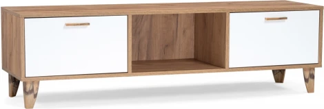 ТВ-тумбы Woodville Эго Т-3 на ножках дуб крафт золотой / белый глянец