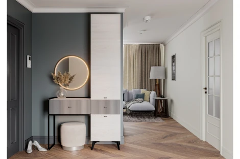 Прихожая БТС Норд ПР-06, Ясень белый, Маренго