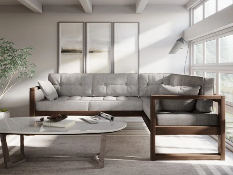 Диван Arsko Астер У орех серая рогожка