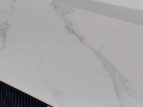 Стол АРИЯ 160 цвет Белый мрамор MATTE, керамика / Черный каркас M-City 64728