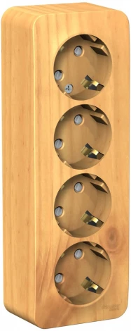 Розетка накладная четверная с заземлением и шторками (ясень) Systeme Electric Blanca BLNRA011415