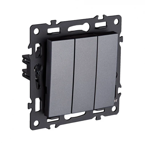 Выключатель трехклавишный (серый) Kollinger Asthetik AS-710GY