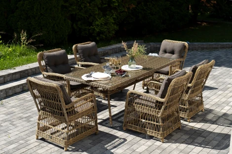 "Цесена" обеденная группа плетеная из искусственного ротанга, цвет соломенный 4SIS арт.УТ-00008187