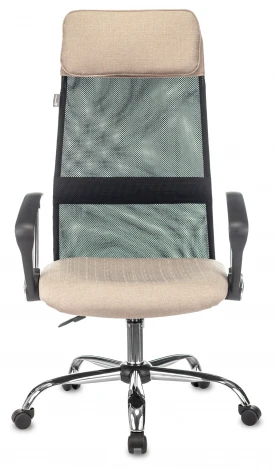Кресло руководителя Бюрократ KB-6N черный TW-01 сиденье бежевый 38-402 сетка/ткань с подголов. крестовина металл хром