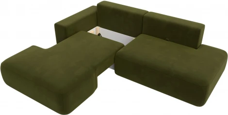 Диван угловой Лига-036 НПБ Модерн левый угол (Зеленый/Микровельвет) Лига Диванов арт.121402L