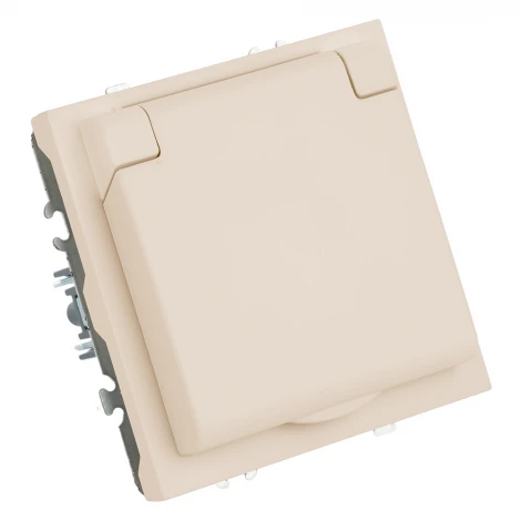 Розетка с заземлением с защитной крышкой (кашемир, soft touch) Stekker Эмили 49907