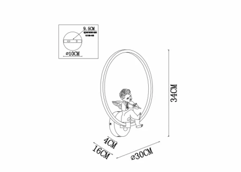 Настенный светильник Arte Lamp Paradise A6065AP-1WH (для детской, LED, 220V, кольцо, ангелы)