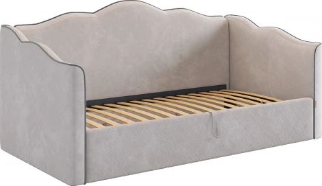 Кровать-софа "Лея К1" 90х200 см Mebelson (ДСП,ЛДСП,Велюр/Серый,Графит) арт.ZP.KM.S-18.2350