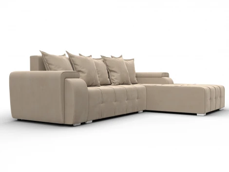 Диван угловой Лига-121 правый угол (ДСП,Брус,Велюр/Бежевый) Лига Диванов 137345