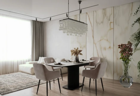 Керамический стол Notta Фестер 140(180)х80 белый мрамор snow white / черный арт.614245