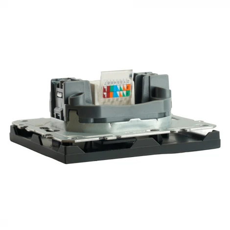 Розетка Ethernet RJ-45 (черный уголь, soft touch) Stekker Эмили 49847