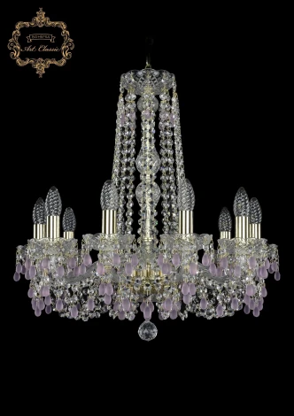 Подвесная люстра Art Classic 11.24 11.24.10.200.h-59.Gd.V7010 (220V, хрусталь, на цепи, подсвечник, свеча)